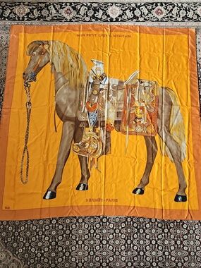 HERMES: Large 130 Cm Mon Petit Cheval Mexicain Silk Scarf